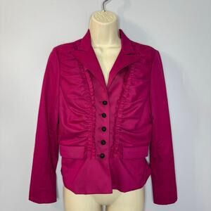Robert Rodriguez Pink Ruffle Fitted Blazer Jacket Y2K Women's 4